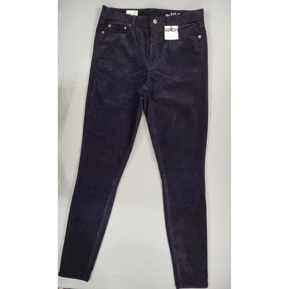 Gap 1969 Always Skinny High Rise Black Corduroy Pants Women's Size 30L Long